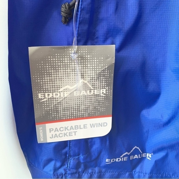 EDDIE BAUER Blue Packable Wind Water Repellent Lightweight Jacket Medium NEW - Picture 7 of 9
